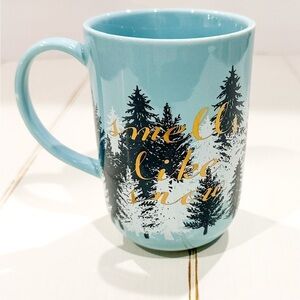 Indigo “Smells Like Snow” Winter Ceramic Mug – Cozy Blue Forest Design